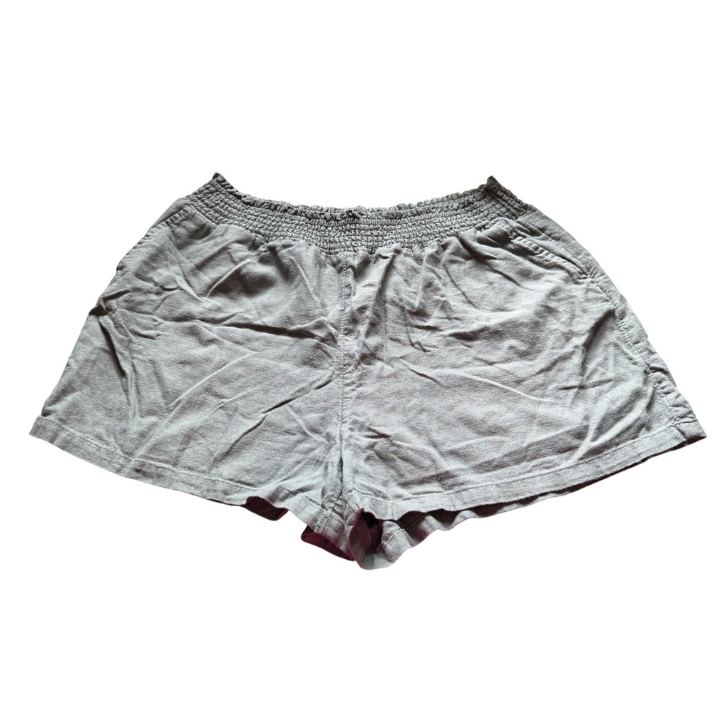 Universal Thread Shorts Womens L Green Excellent Linen Blend‎ Smocked Waist